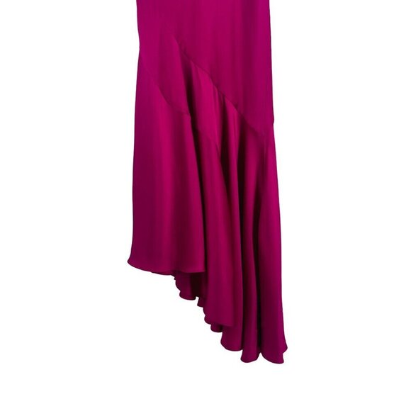 Galvan London Flora One Shoulder Satin Ruffle Asymmetrical Gown Maxi Dress - Picture 9 of 14